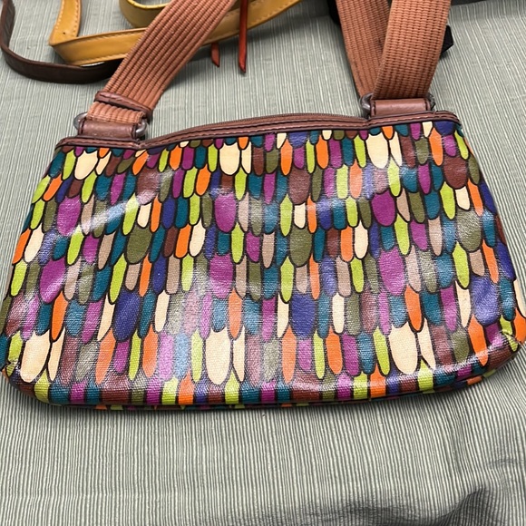 Vintage FOSSIL KEY.PER leather and canvas laminated cross body bag. - Picture 4 of 9